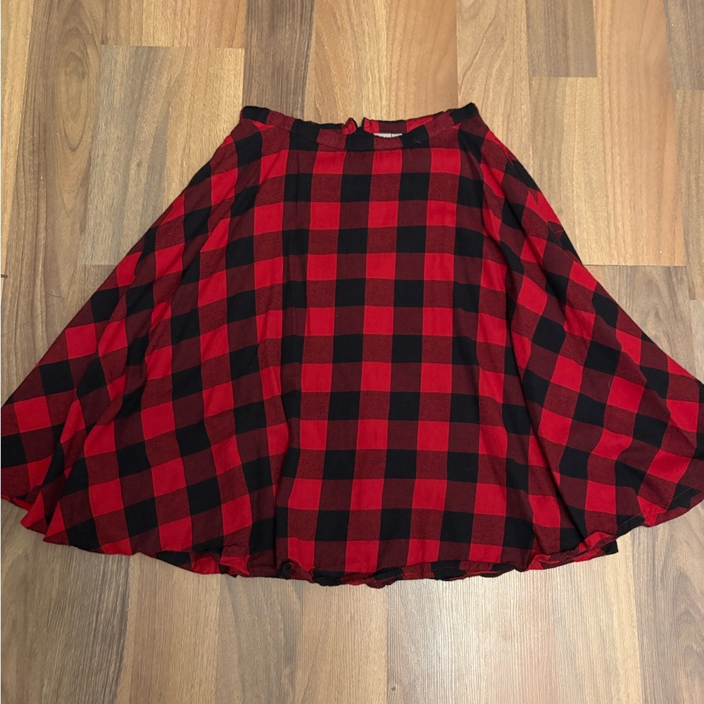 Twik Red and Black Checkered A-Line Skirt